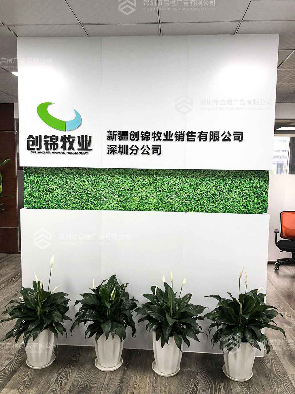 新疆創(chuàng)錦牧業(yè)深圳分公司前臺背景墻升級改造效果圖(圖5)