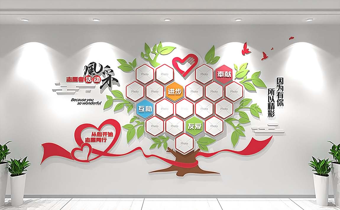 大氣創(chuàng)意企業(yè)員工風(fēng)采展示文化墻(圖4)